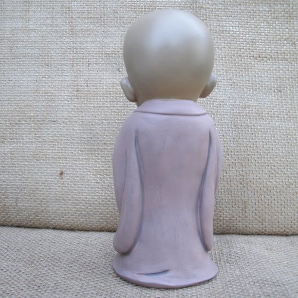 Laughing Buddhist Monk Resin Figurine Namaste - Picture 5 of 16